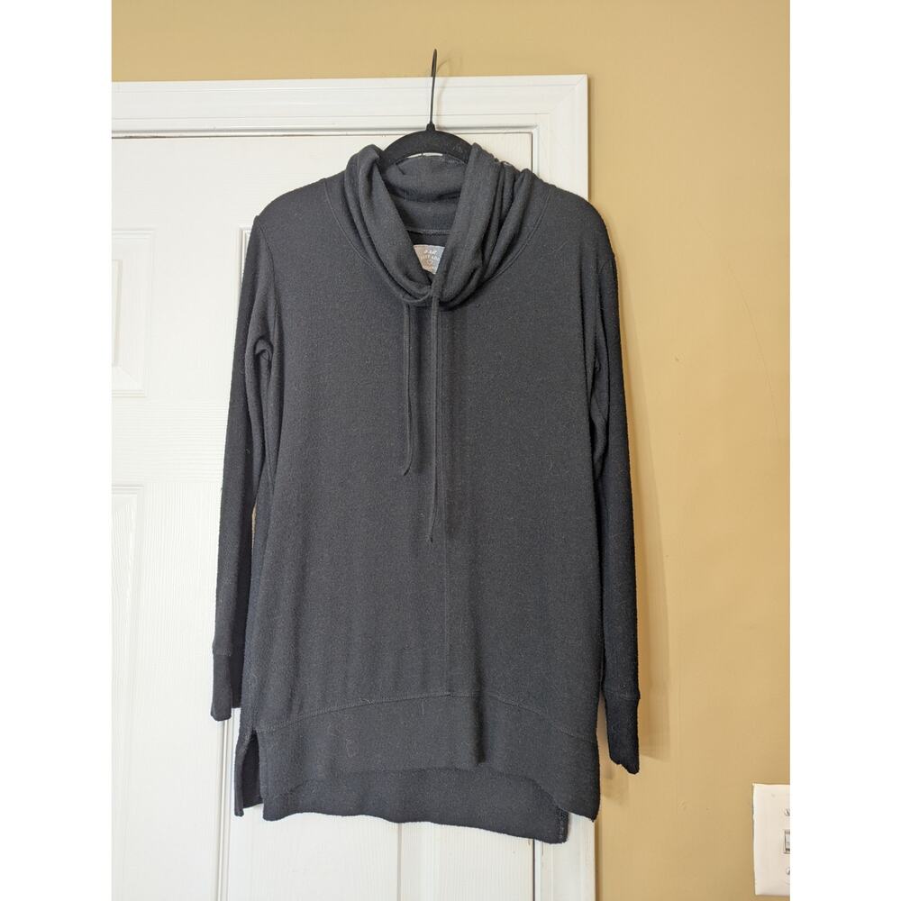 Aerie Just Add Leggings Cowl Neck Tunic Sweatshirt Size XS Black Minimalist Cozy